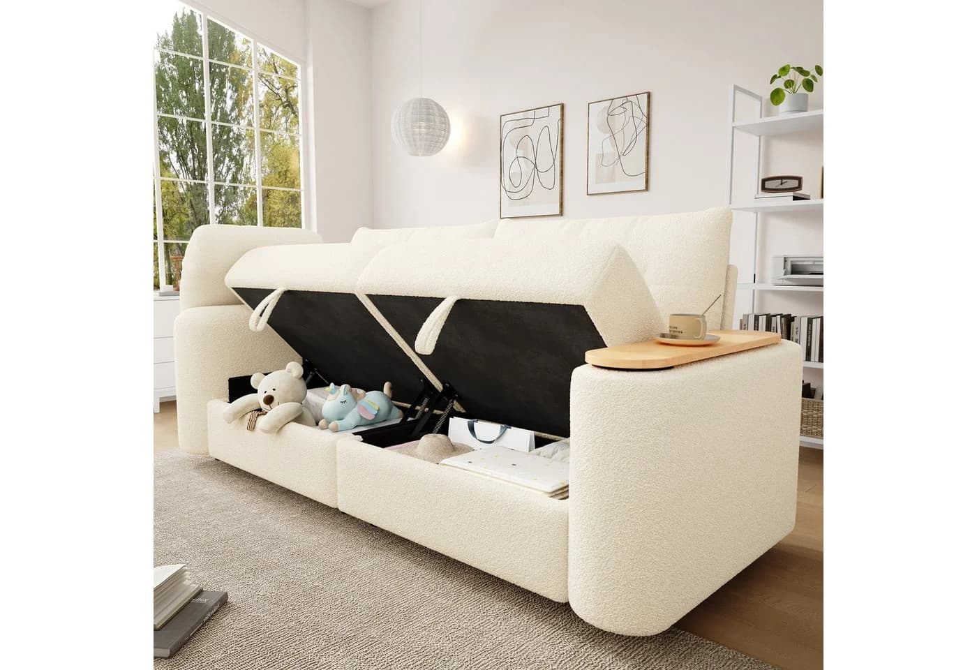 STILVORA Schlafsofa 3-Sitzer Relaxsofa Beige mit Stauraum - Bild 2