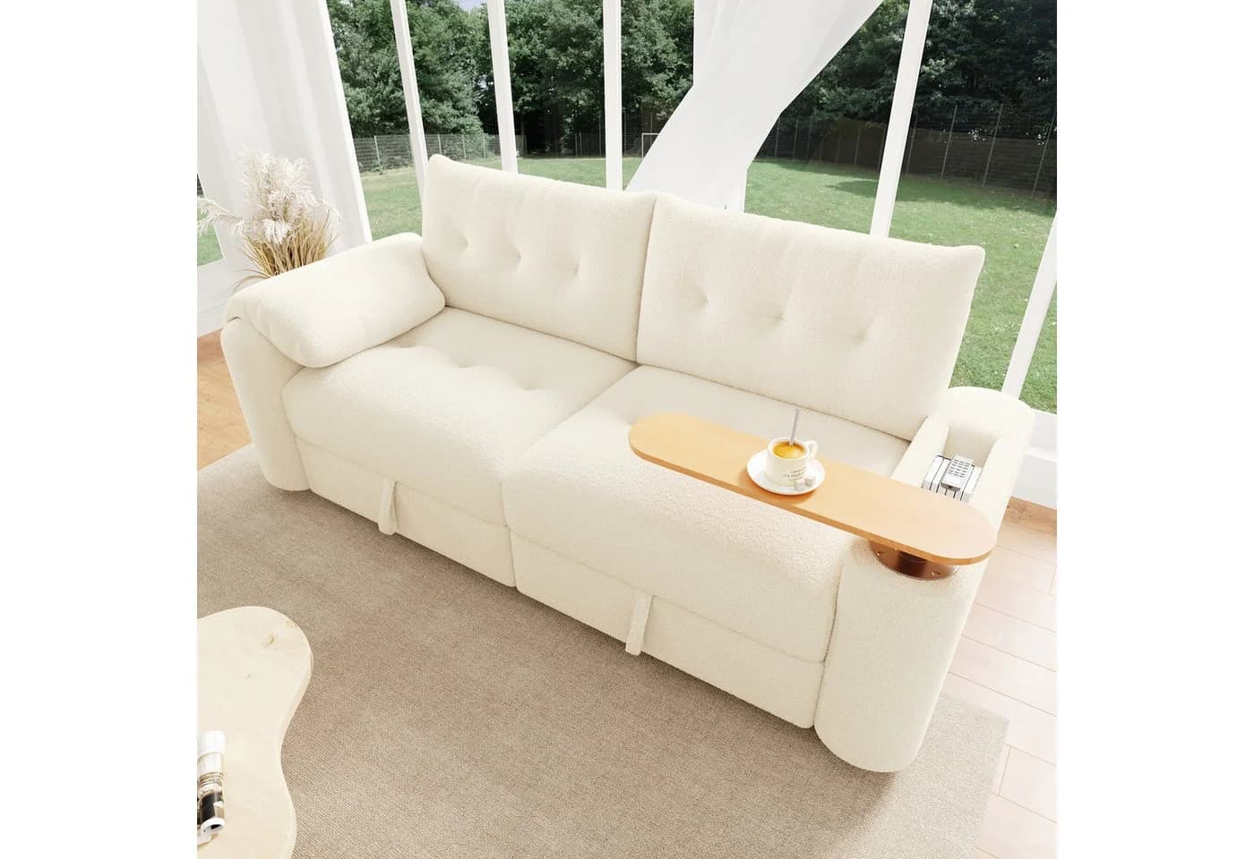 STILVORA Schlafsofa 3-Sitzer Relaxsofa Beige mit Stauraum - Bild 3