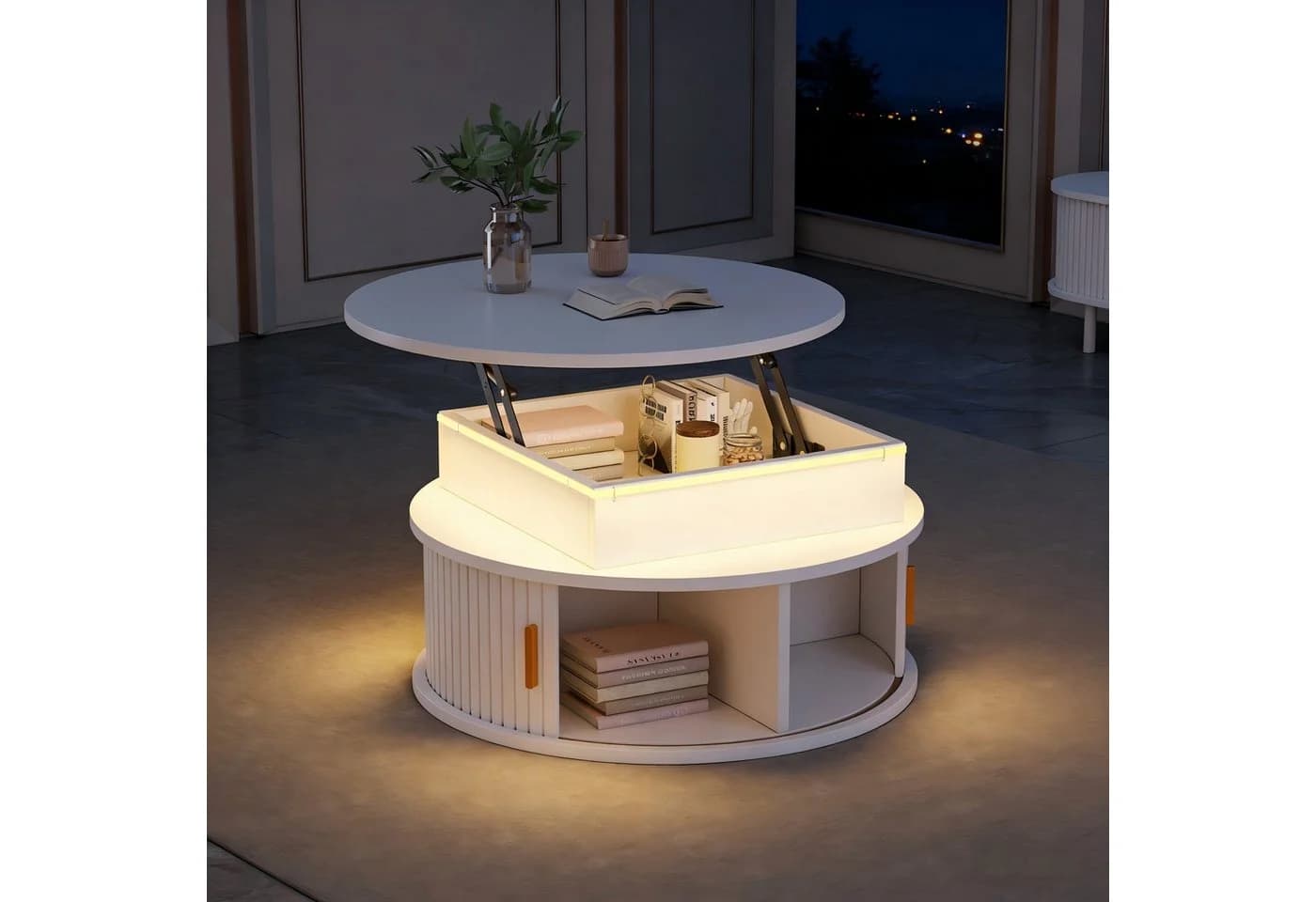 STILVORA Couchtisch höhenverstellbar mit LED-Beleuchtung und Stauraum - Bild 2