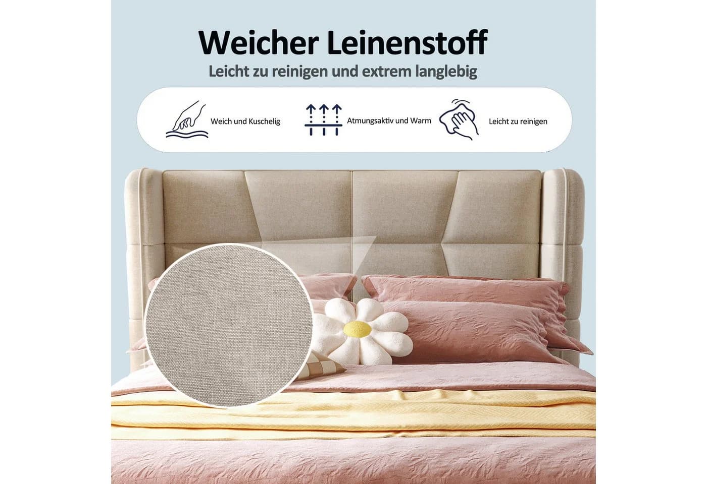 STILVORA Polsterbett 90x200 mit Bettkasten Beige Metall - Bild 3