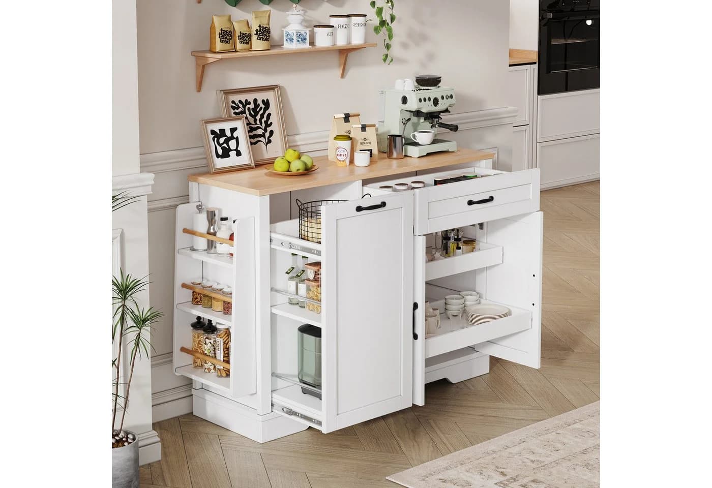STILVORA Sideboard Weiß Holzoptik 3 Türen Schublade - Bild 2