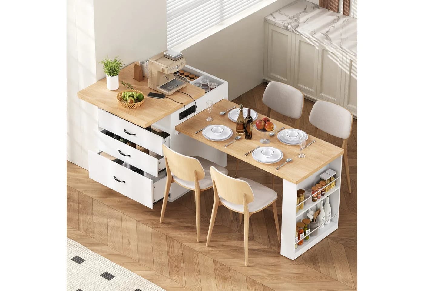 STILVORA Kücheninsel Bartisch mit ausziehbarer Tischplatte - Bild 2