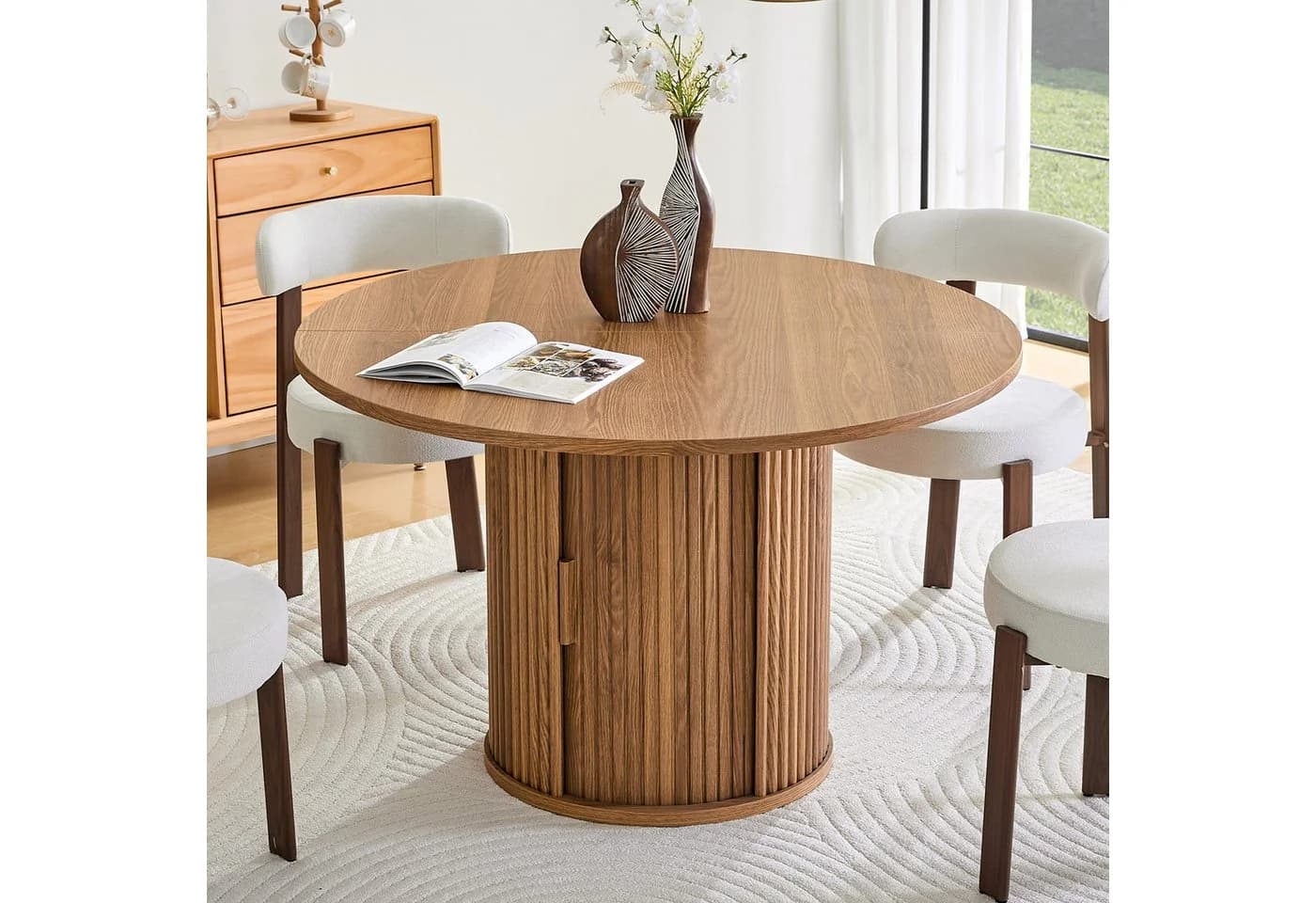 STILVORA Runder Esstisch Walnuss Landhausstil 120 cm