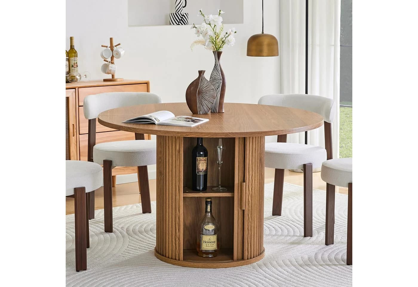 STILVORA Runder Esstisch Walnuss Landhausstil 120 cm - Bild 2