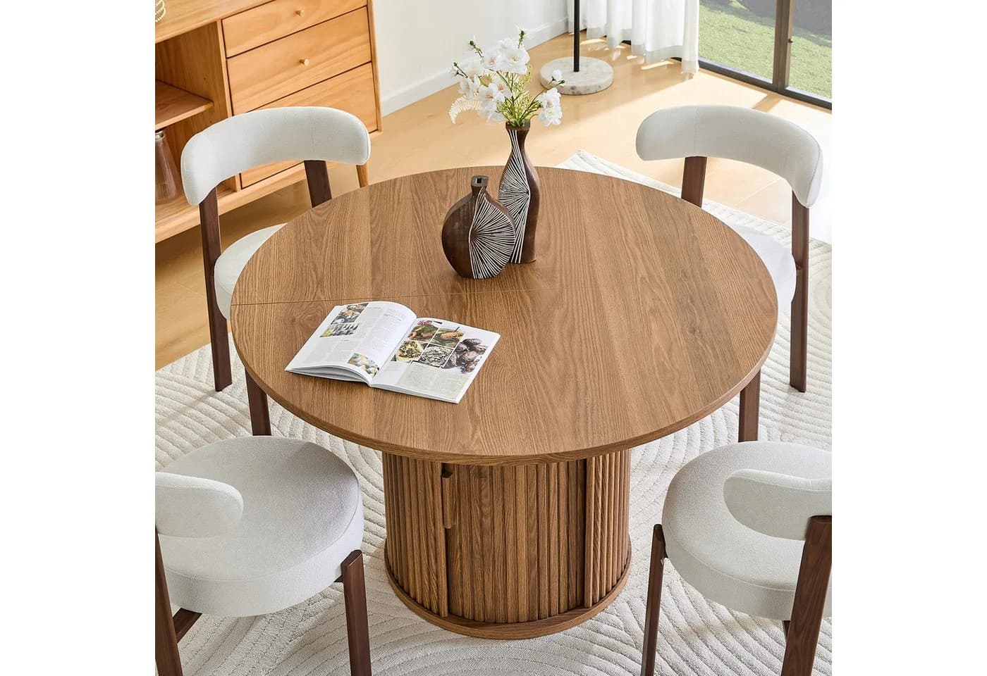 STILVORA Runder Esstisch Walnuss Landhausstil 120 cm - Bild 3