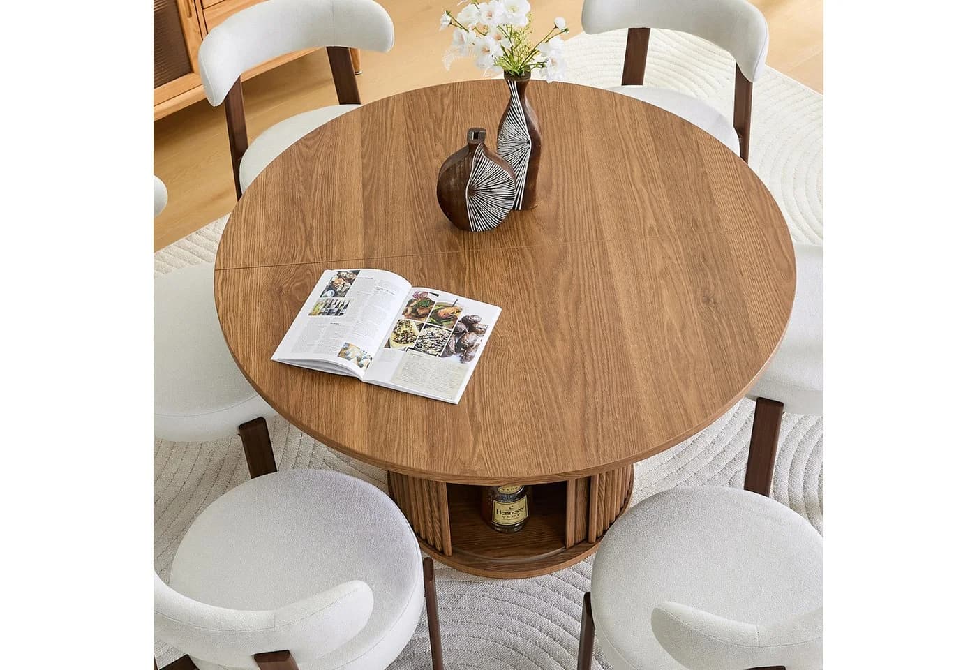 STILVORA Runder Esstisch Walnuss Landhausstil 120 cm - Bild 4
