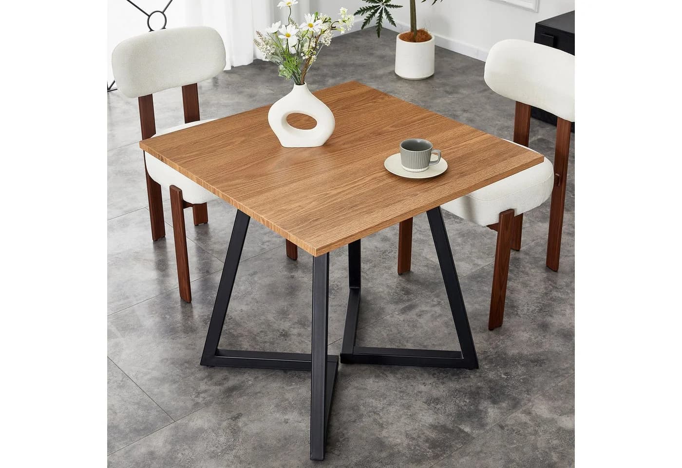 STILVORA Esstisch 80x80 cm Quadratisch Holz Metall Schwarz Braun - Bild 2