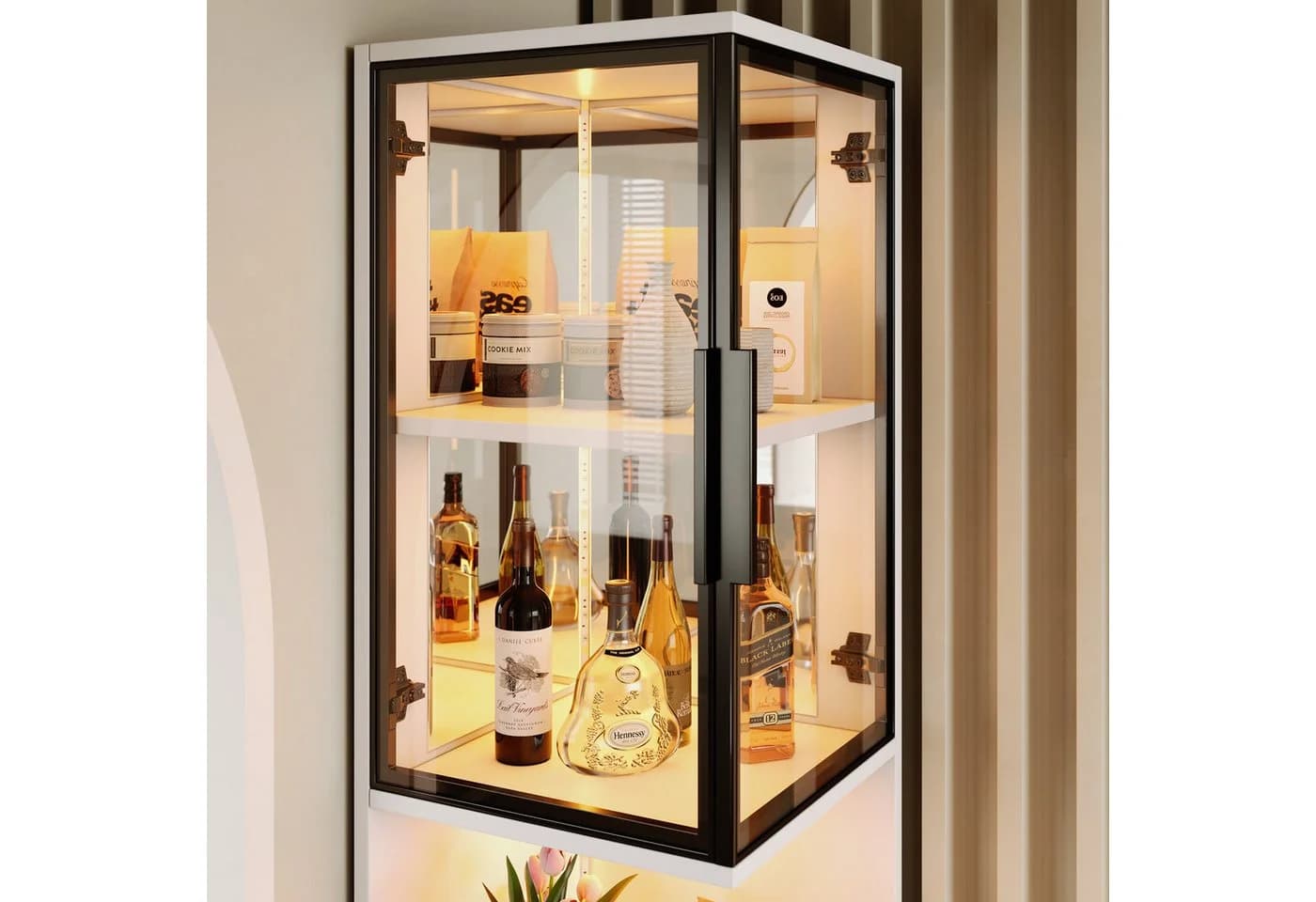 STILVORA Vitrinenschrank LED Weiß mit Glastüren - Bild 3
