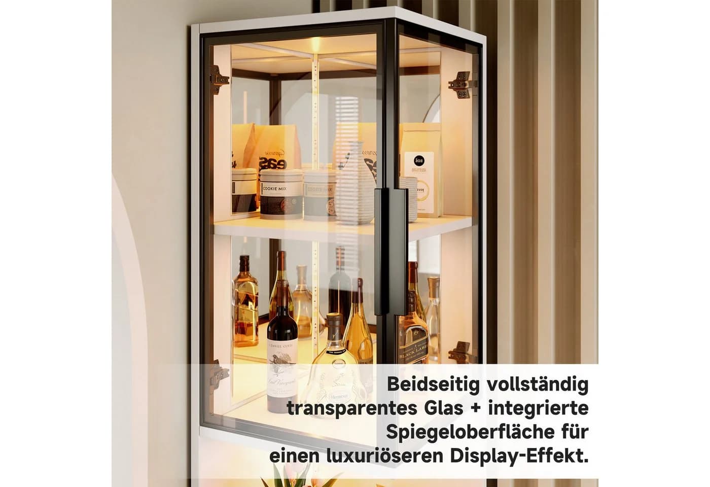 STILVORA Vitrinenschrank LED Weiß mit Glastüren - Bild 4