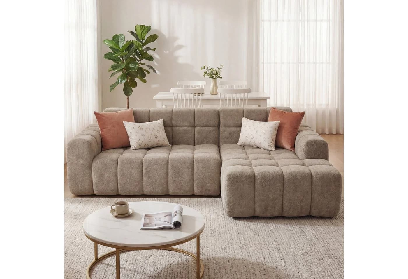 STILVORA Schlafsofa 3-Sitzer Sofa mit Fußhocker Ecksofa Chaiselongue für Büro & Wohnzimmer