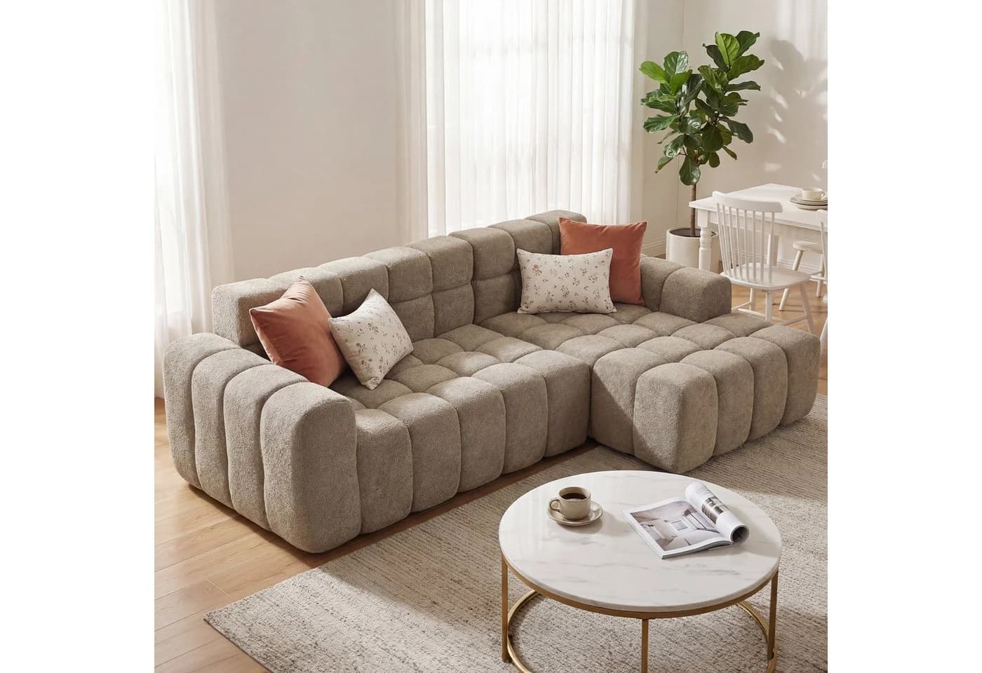 STILVORA Schlafsofa 3-Sitzer Sofa mit Fußhocker Ecksofa Chaiselongue für Büro & Wohnzimmer - Bild 2