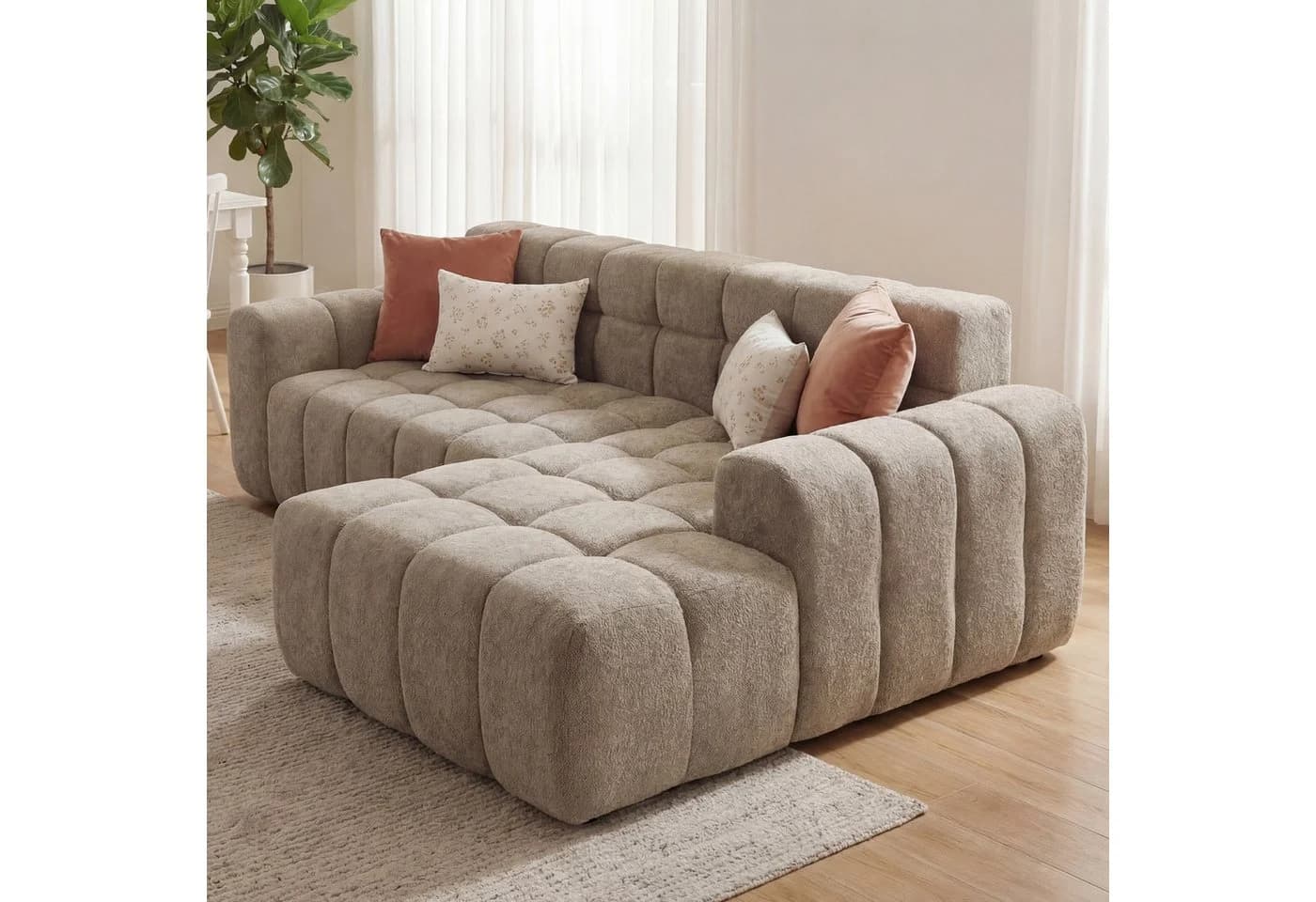 STILVORA Schlafsofa 3-Sitzer Sofa mit Fußhocker Ecksofa Chaiselongue für Büro & Wohnzimmer - Bild 3