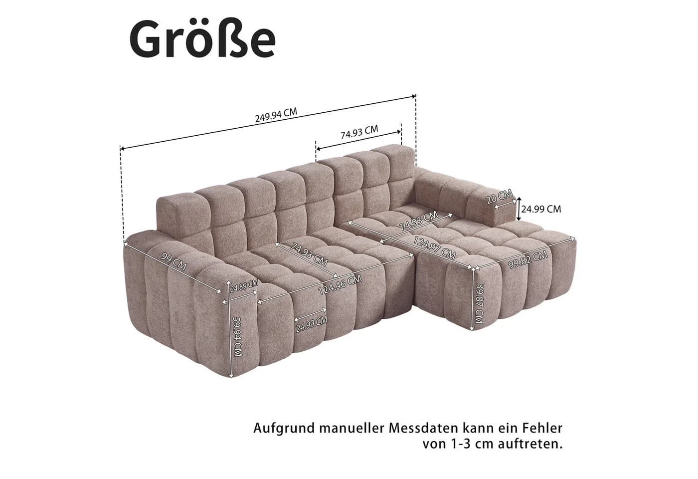 STILVORA Schlafsofa 3-Sitzer Sofa mit Fußhocker Ecksofa Chaiselongue für Büro & Wohnzimmer - Bild 4