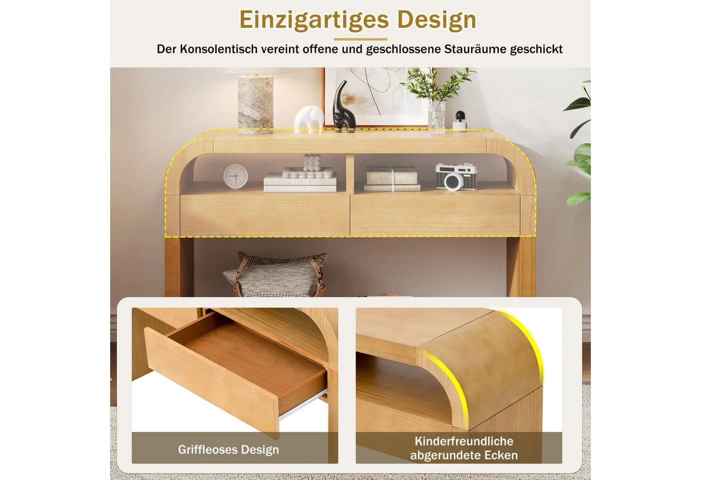 STILVORA Schminktisch Moderner Sideboard Konsolentisch Natur - Bild 4
