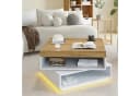 STILVORA Couchtisch 360° drehbar mit LED und USB-Anschluss Weiß/Eiche Bild 1