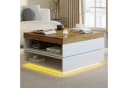 STILVORA Couchtisch 360° drehbar mit LED und USB-Anschluss Weiß/Eiche Bild 3