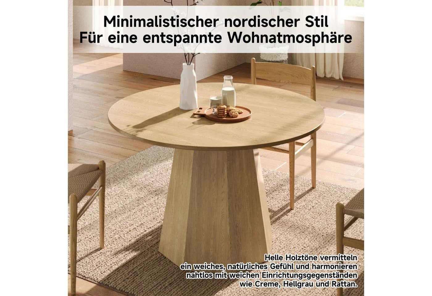 STILVORA Runder Esstisch 120 cm Eichenoptik Skandinavisch - Bild 5