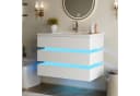STILVORA Waschbeckenunterschrank mit LED Beleuchtung und Keramikbecken Weiß Bild 3