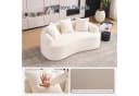 STILVORA Schlafsofa 2 Sitzer Chenille Weiß mit 3 Kissen Bild 5