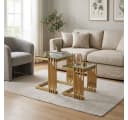 STILVORA 2er-Set Beistelltische Glas Gold Modern Bild 1