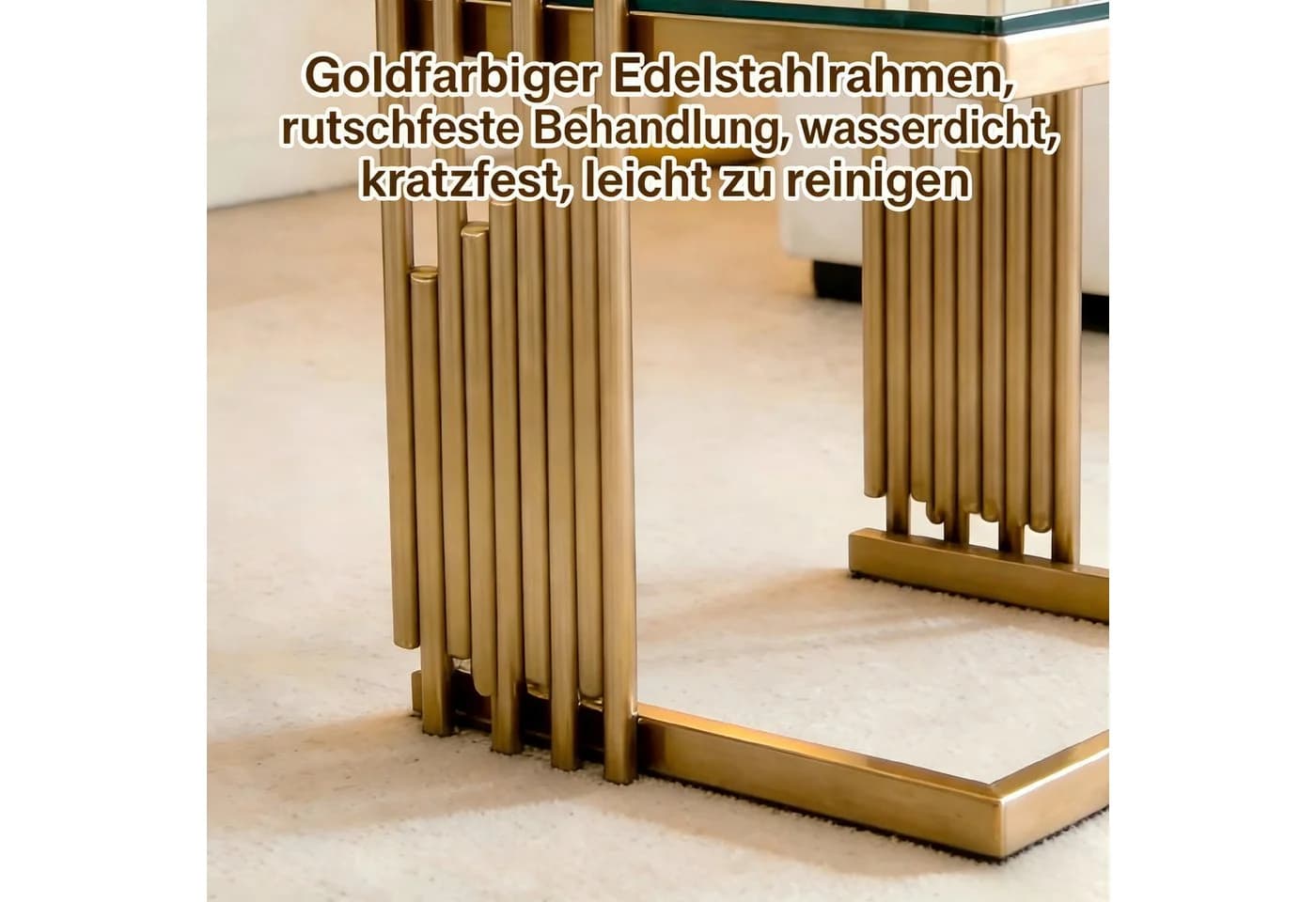 STILVORA 2er-Set Beistelltische Glas Gold Modern - Bild 4