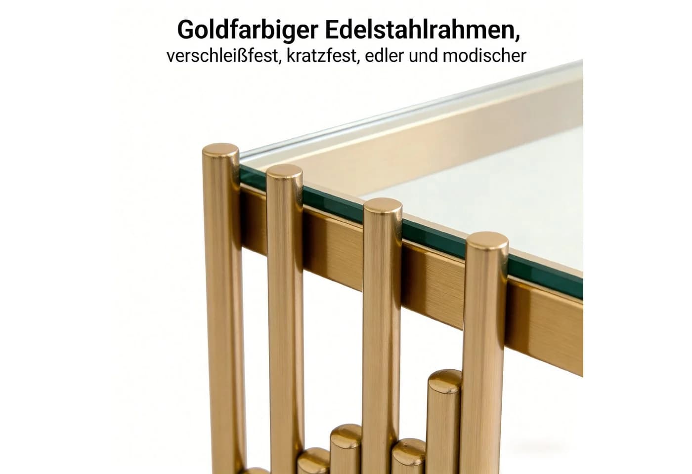 STILVORA 2er-Set Beistelltische Glas Gold Modern - Bild 5