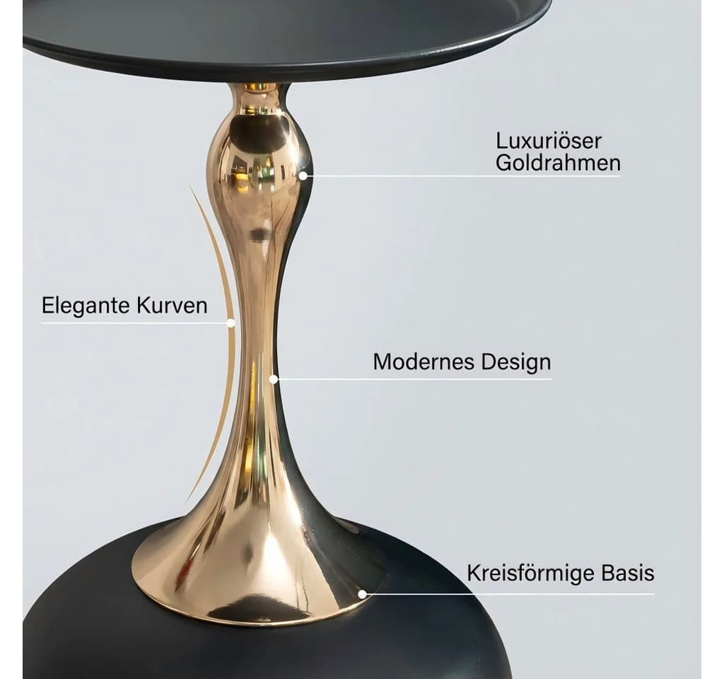 STILVORA Beistelltisch rund Schwarz/Gold Metall - Bild 5