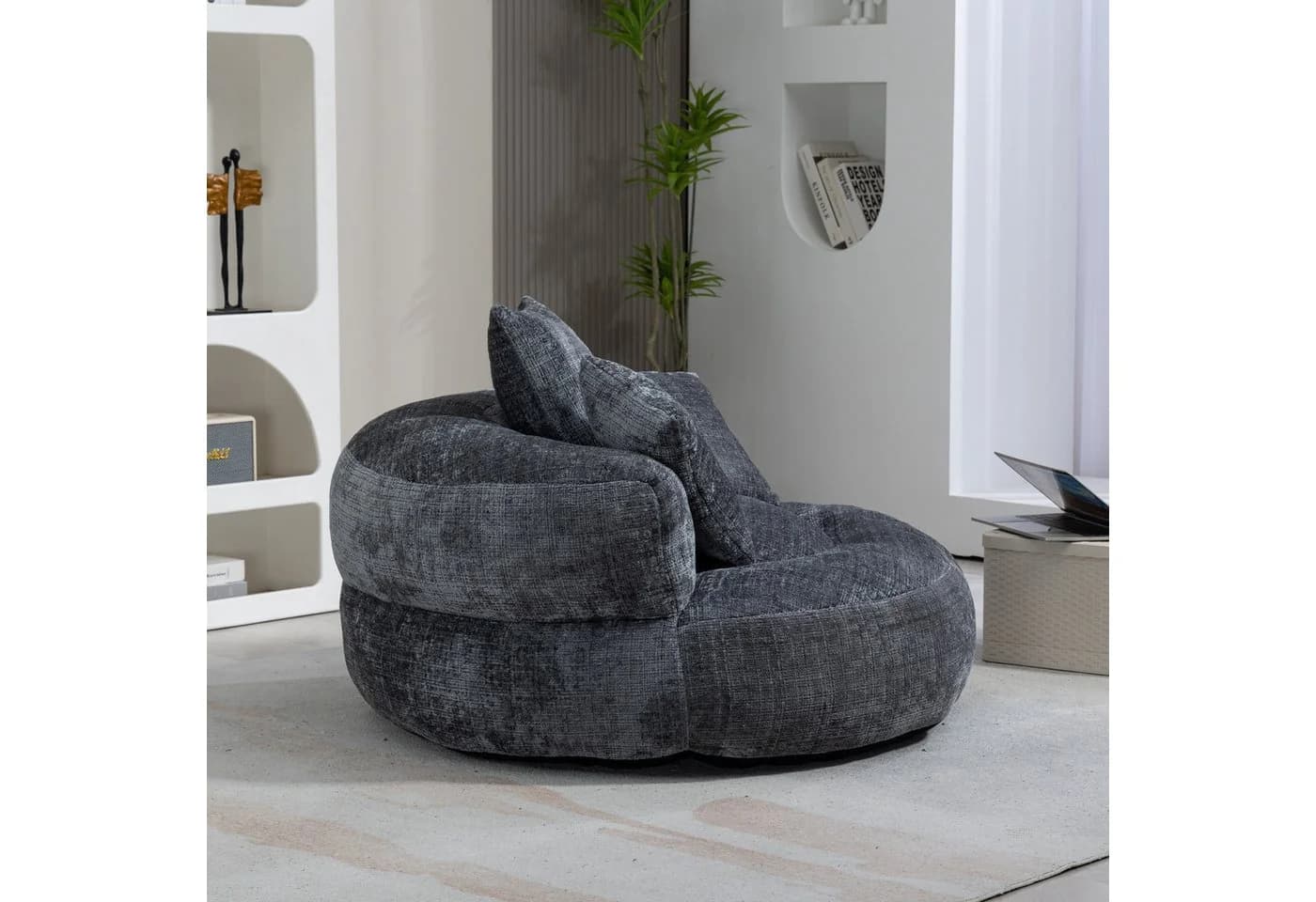 STILVORA Relaxsessel Chenille Grau Ergonomischer Sitzsack