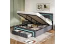 STILVORA Polsterbett 140x190 Samt Grau mit Bettkasten & LED Bild 1