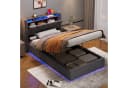 STILVORA Polsterbett 90x190 mit Bettkasten & Steckdose Grau Samt Bild 1