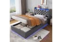 STILVORA Polsterbett 90x190 mit Bettkasten & Steckdose Grau Samt Bild 2