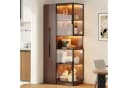 STILVORA Vitrine Glasvitrine Highboard Walnuss LED Ausziehregal Bild 2