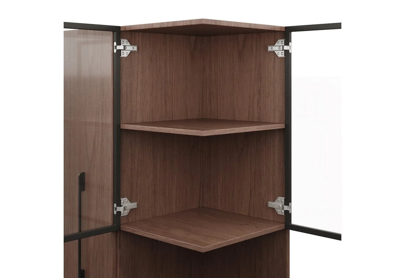 STILVORA Vitrine Glasvitrine Highboard Walnuss LED Ausziehregal - Bild 5