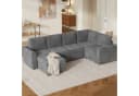 STILVORA Schlafsofa 4-Sitzer L-förmiges Ecksofa mit Fußhocker Grau Bild 1
