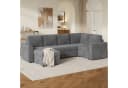 STILVORA Schlafsofa 4-Sitzer L-förmiges Ecksofa mit Fußhocker Grau Bild 2