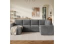 STILVORA Schlafsofa 4-Sitzer L-förmiges Ecksofa mit Fußhocker Grau Bild 3