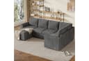STILVORA Schlafsofa 4-Sitzer L-förmiges Ecksofa mit Fußhocker Grau Bild 4