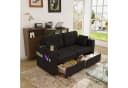 STILVORA Schlafsofa 2-Sitzer Schwarz mit USB-Anschlüssen & Stauraum Bild 2
