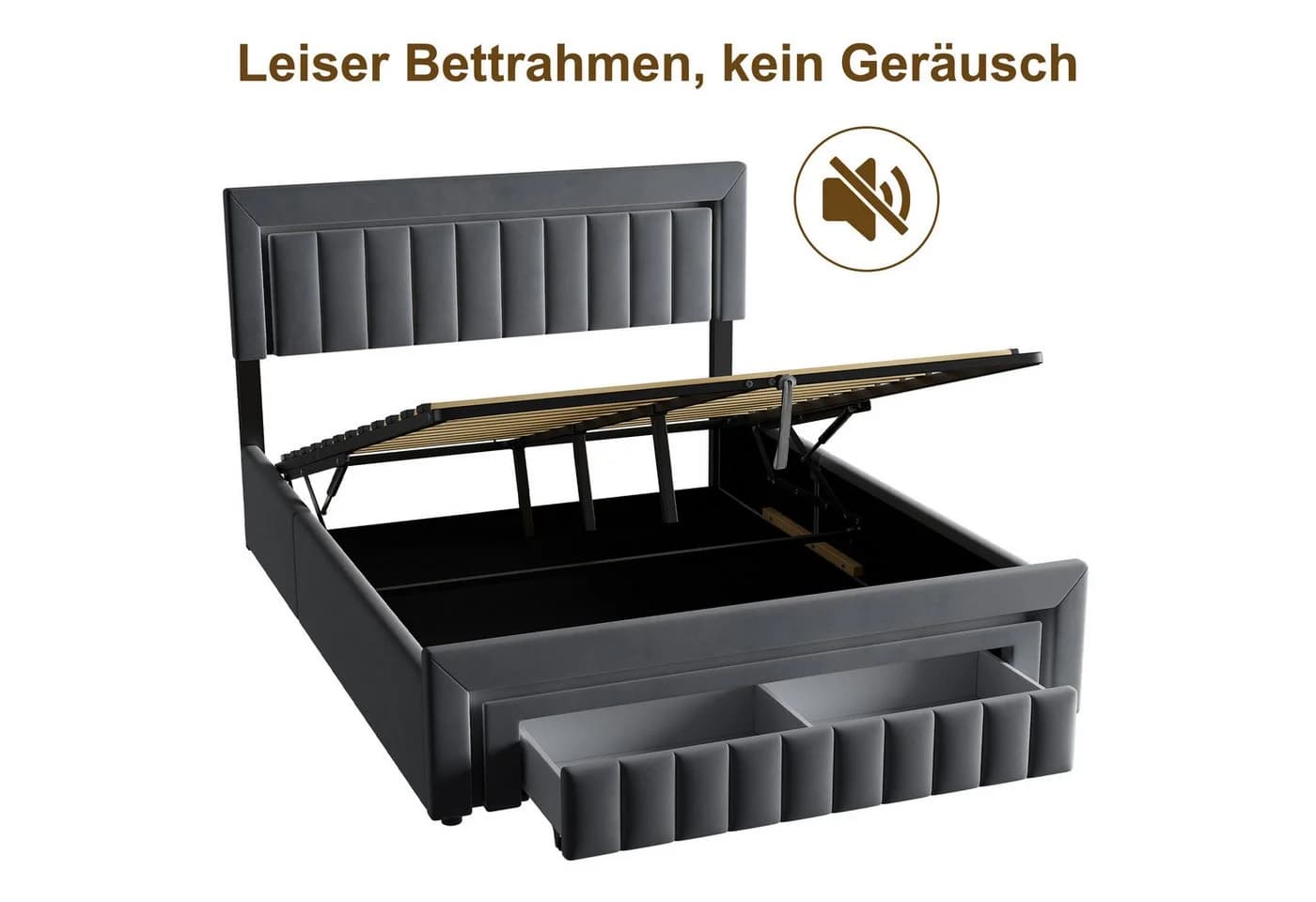 STILVORA Polsterbett 180x200 mit Bettkasten und LED Dunkelgrau - Bild 5