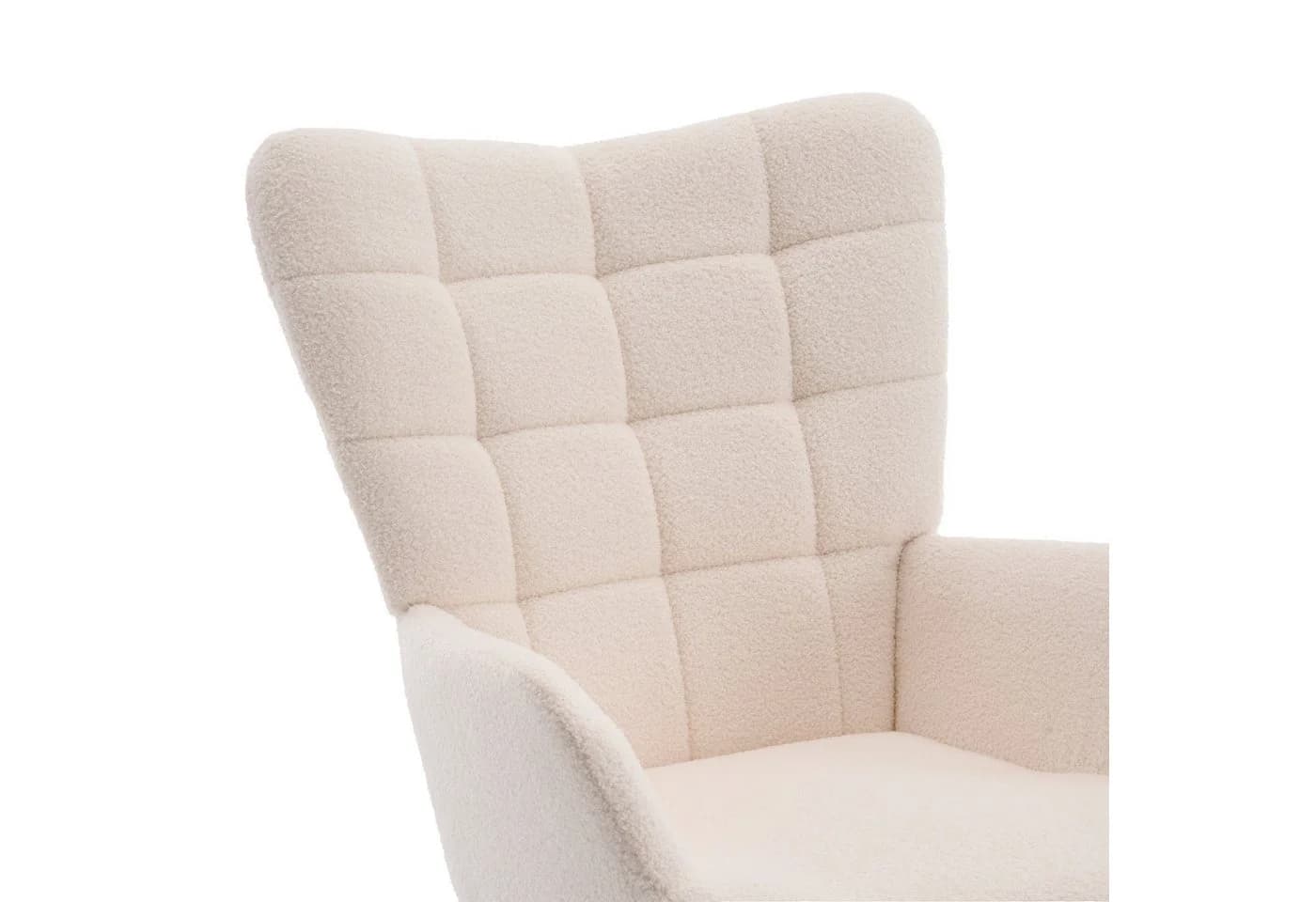 STILVORA Schaukelstuhl mit Fußstütze Beige Sherpa-Fleece - Bild 5