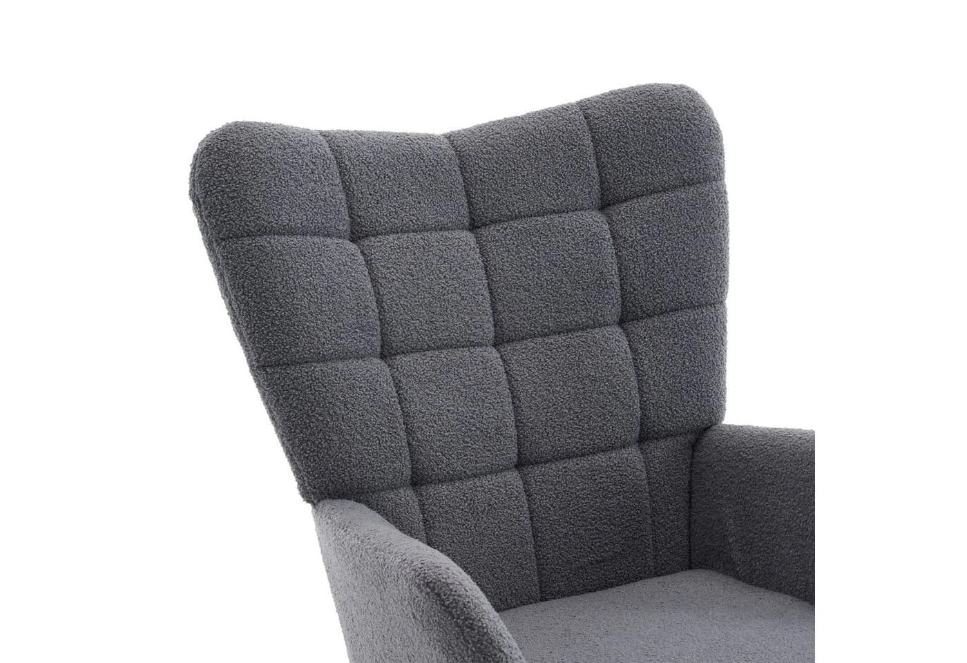 STILVORA Schaukelstuhl Grau mit Fußstütze & Sherpa-Fleece - Bild 5