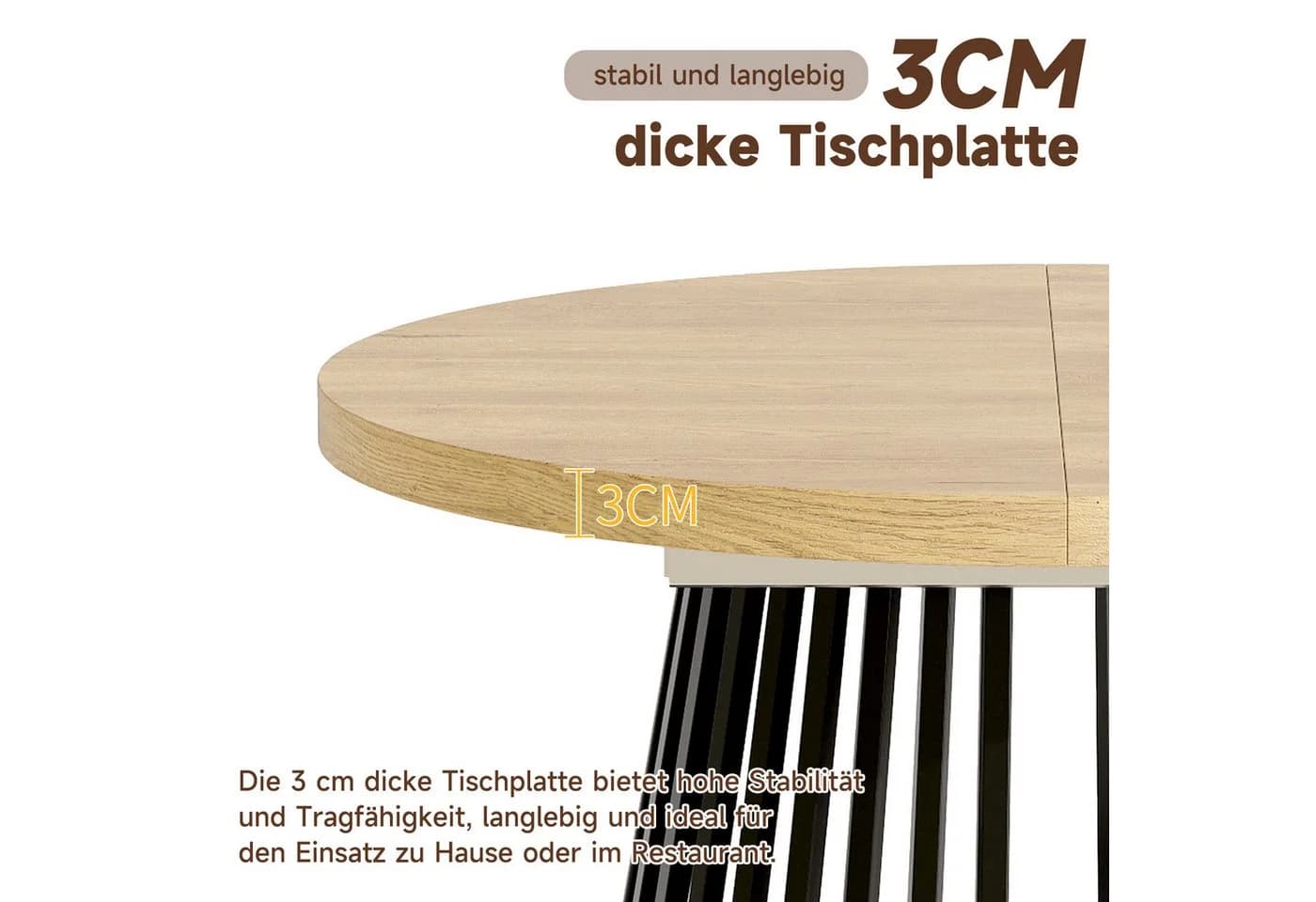 STILVORA Esstisch Ausziehbar für 4-8 Personen, Eichefarben/Schwarz - Bild 5