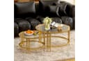 STILVORA Couchtisch-Set Glas Metall Gold Rund Bild 2