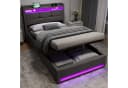 STILVORA Polsterbett Grau mit LED-Beleuchtung und Bettkasten Bild 1
