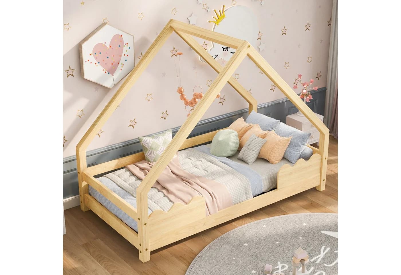 REDOM Kinderbett Jugendbett Kiefernholz mit Rausfallschutz - Bild 2