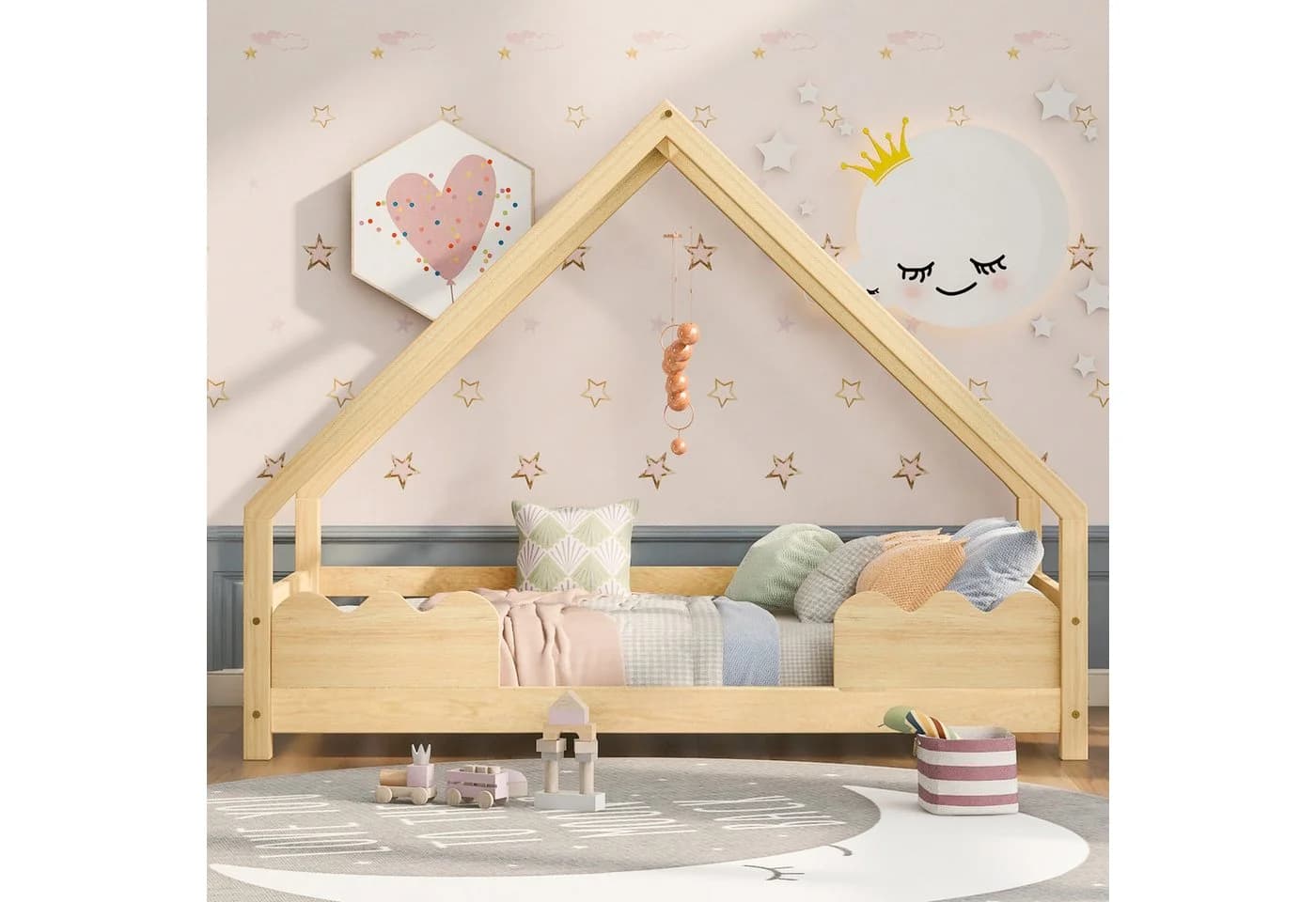 REDOM Kinderbett Jugendbett Kiefernholz mit Rausfallschutz - Bild 3