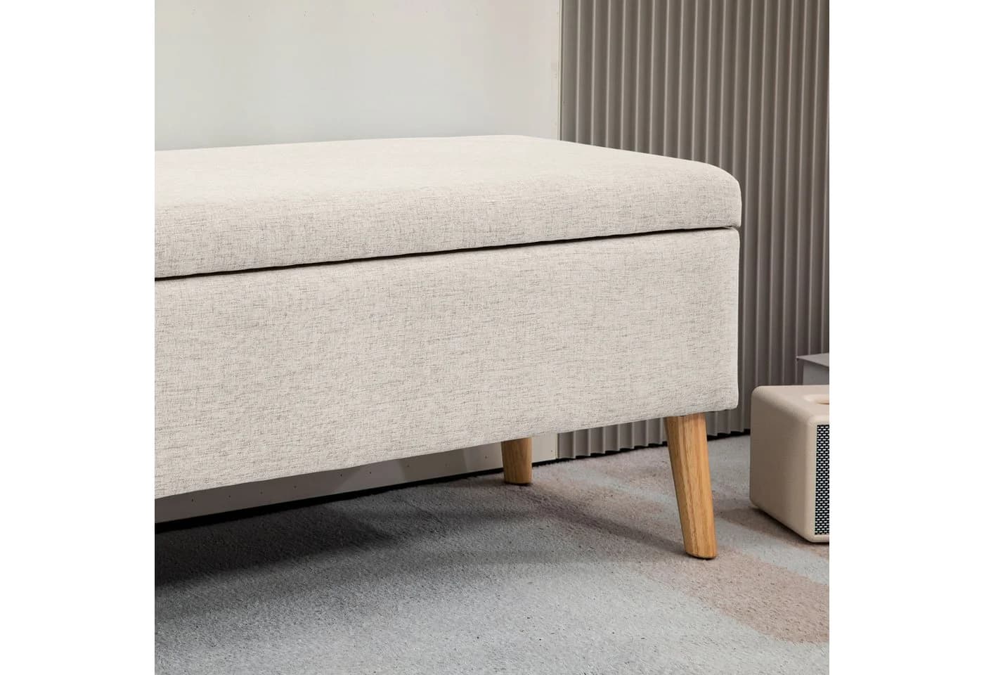 REDOM Polsterbank Beige Gummiholz mit Stauraum - Bild 3