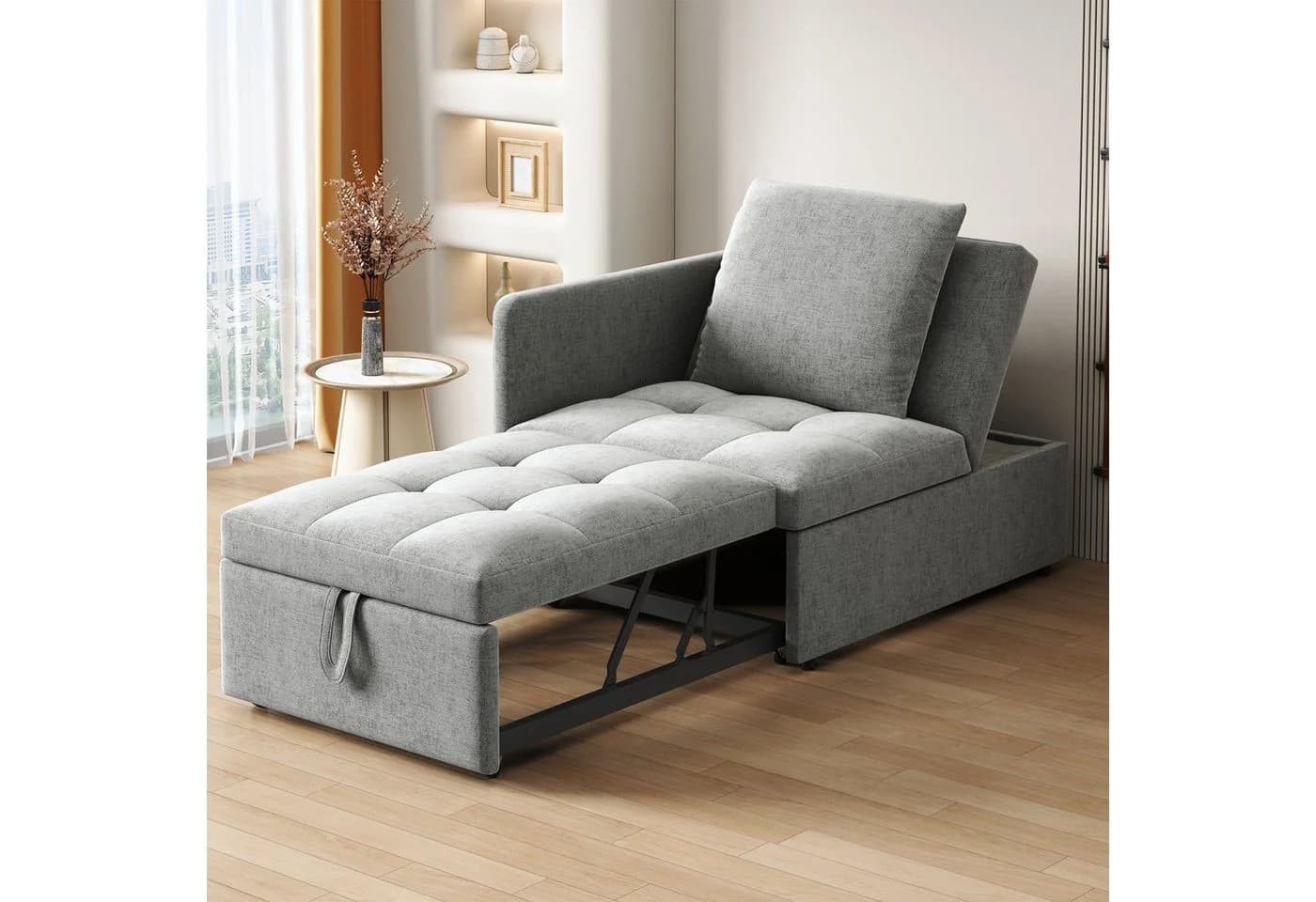 REDOM Schlafsofa 3-in-1 mit verstellbarer Rückenlehne Grau Leinenstoff - Bild 2