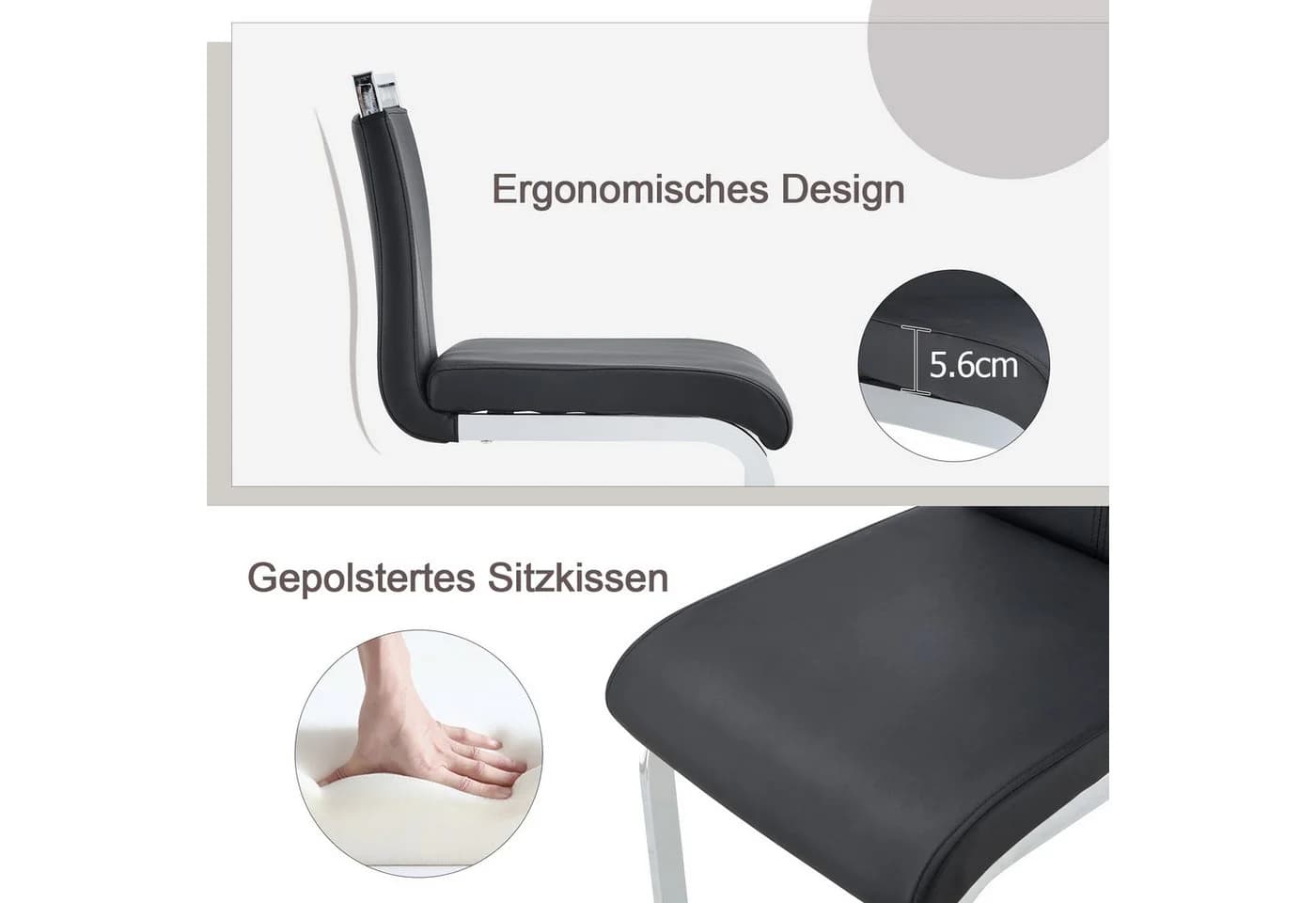 REDOM Barhocker 2er-Set Schwarz Kunstleder Metall - Bild 3