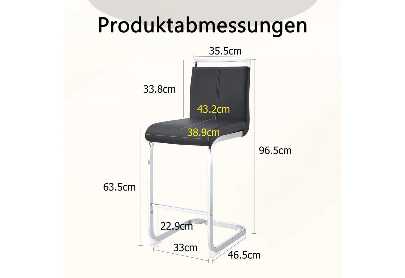 REDOM Barhocker 2er-Set Schwarz Kunstleder Metall - Bild 5